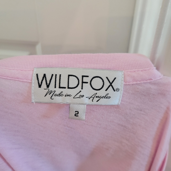Wildfox "foxy" light pink t-shirt size 2 (Medium) white graphic semi-sheer loose - Picture 5 of 7